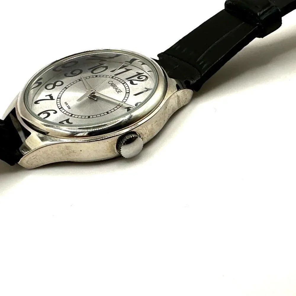 Carriage silver tone watch